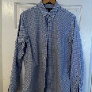 Mens Banana Republic Slim/Flex fit Blue Gingham button up shirt Size Medium